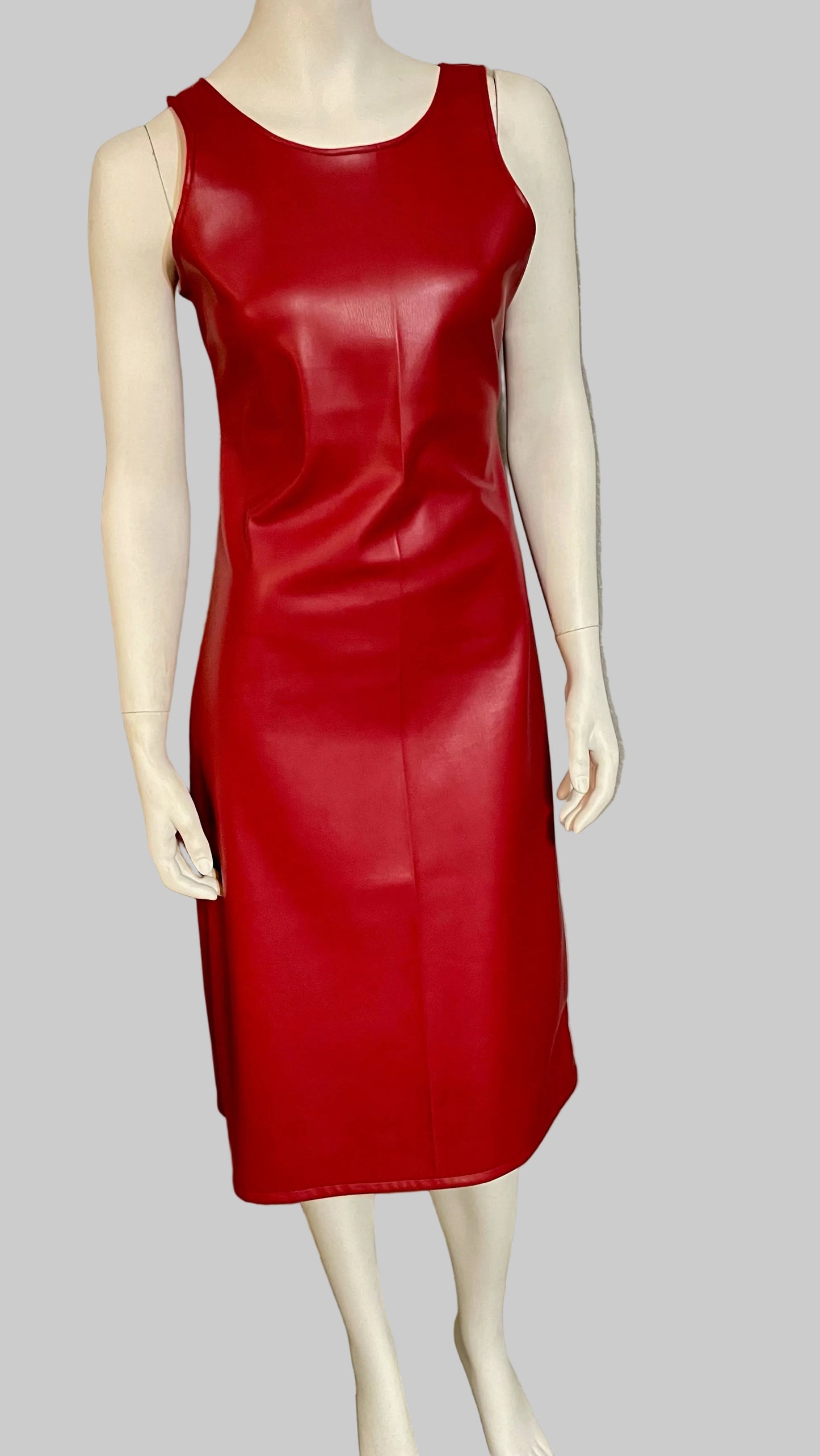 CHERRY FAUX LEATHER DRESS