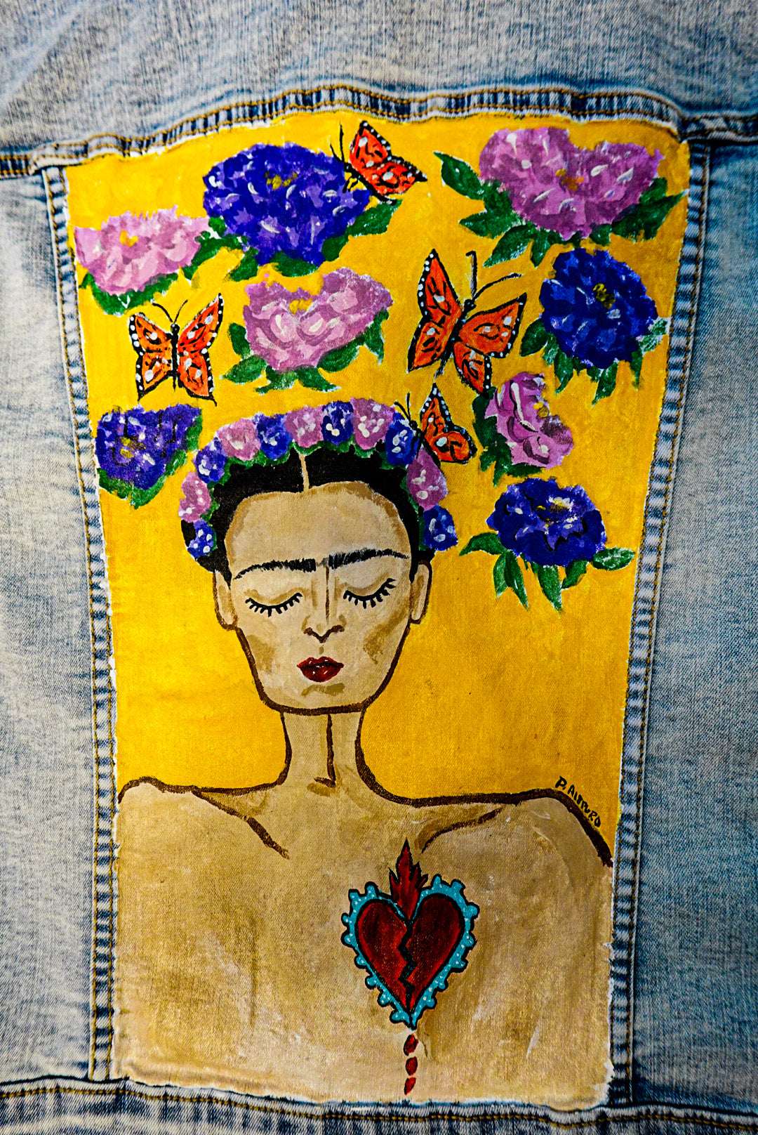 FRIDA KHALO DENIM JACKET MARIPOSA MONARCA