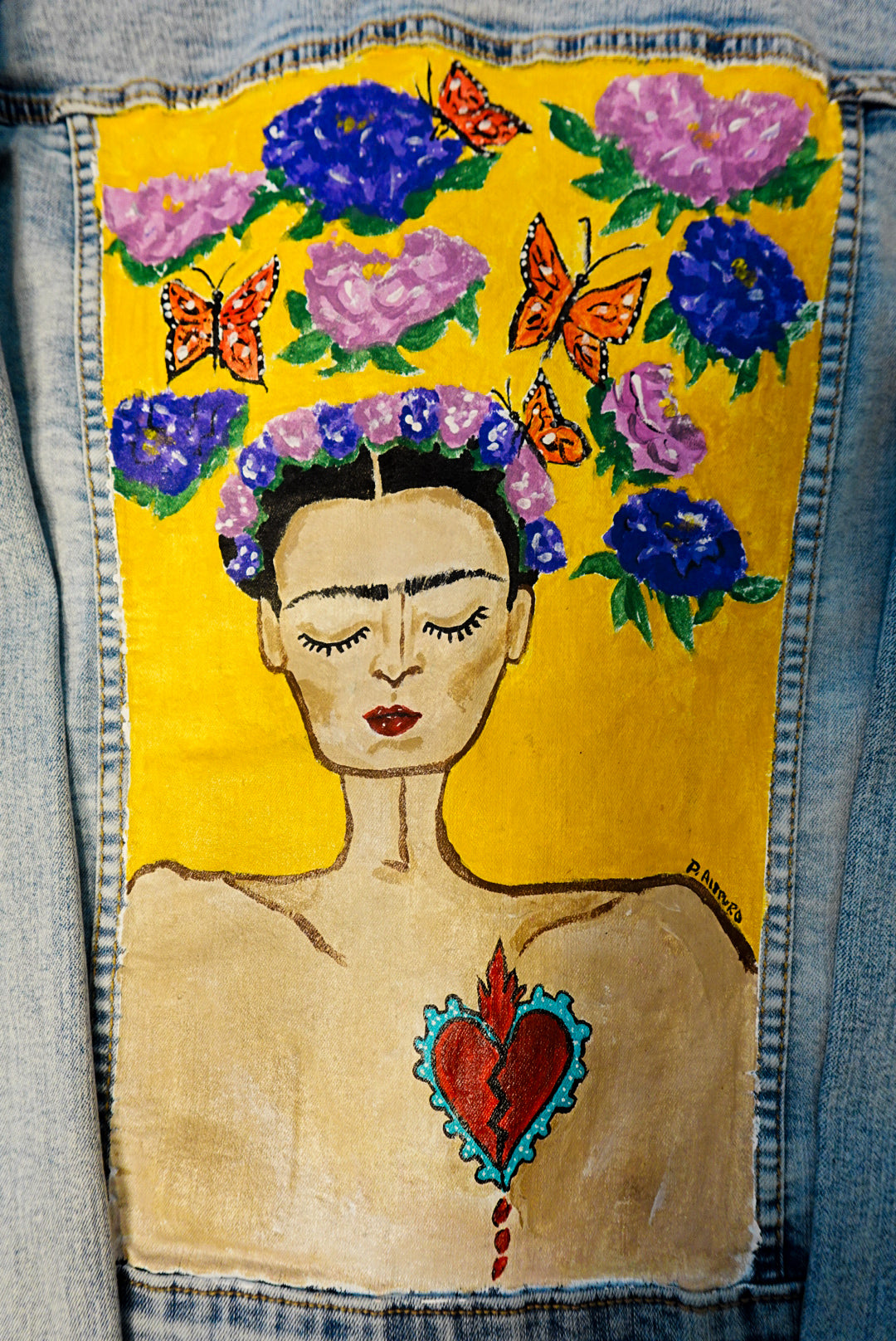 FRIDA KHALO DENIM JACKET MARIPOSA MONARCA