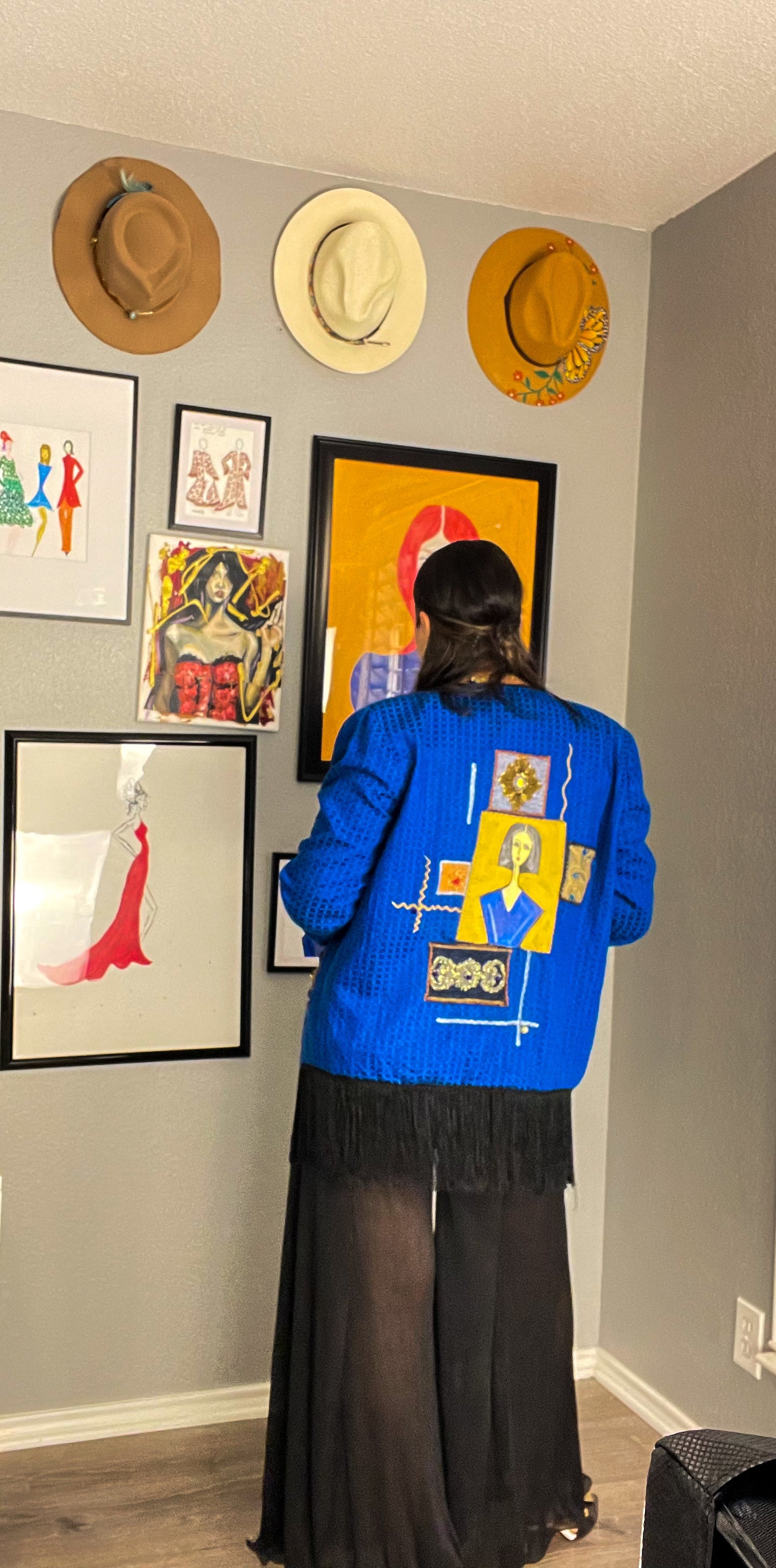 Blue Canvas Jacket – Indie Art Painted Vintage Blazer