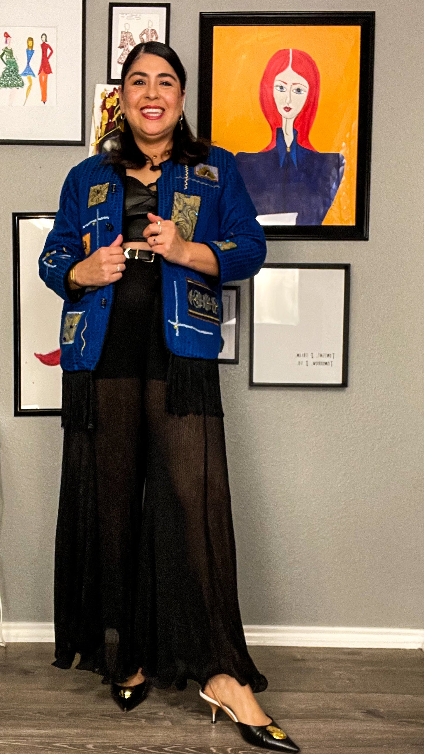 Blue Canvas Jacket – Indie Art Painted Vintage Blazer