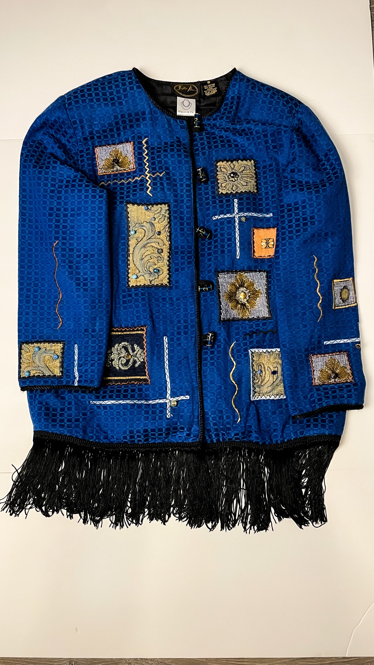 Blue Canvas Jacket – Indie Art Painted Vintage Blazer